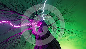 Mystical Tree Struck by Lightning