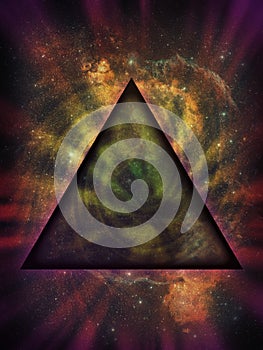 Mystical Triangle Against Deep Space Background