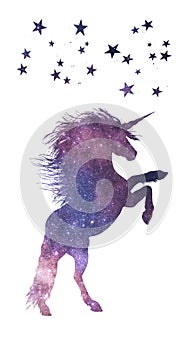 Mystical unicorn with stars vector