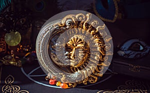 Mystical Venetian mask on a table