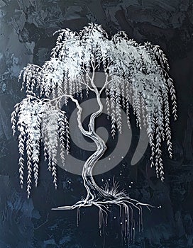 Mystical Weeping Willow Tree Illustration