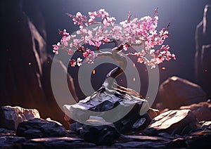 Mystical Yggdrasil: A Bonsai Tree\'s Journey Through a Rocky Land