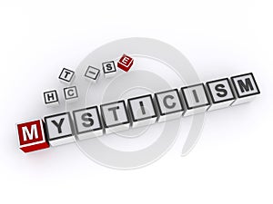 mysticism word block on white photo