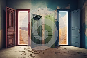Mystifying Surreal doors choices. Generate Ai photo