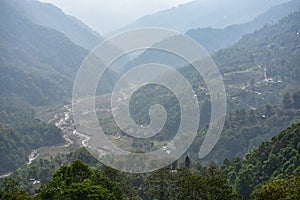 The mystique view of himalayan river gorge and river trail