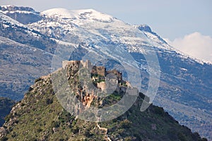 Mystras Castle, and Taygetus mountain