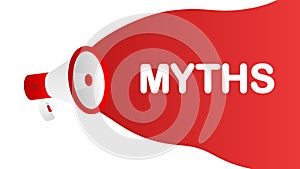 Myth banner template. Marketing flyer with megaphone. Template for retail promotion and announcement. Vector