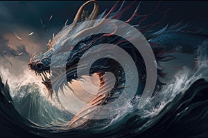 The myth of the Ryojin Hoshi a dragon god who lives in the sea and controls the tides. AI generation