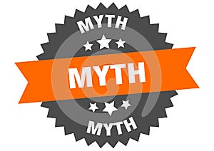 myth sign. myth round isolated ribbon label.