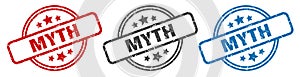 myth stamp. myth round isolated sign.