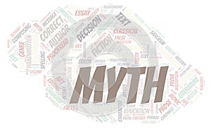 Myth typography word cloud create with the text only