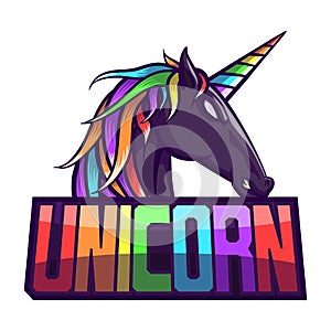 Myth of unicorn for e-sport logo, mascot and print t-shirt illustration