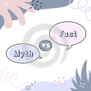 Myth versus fact background with hand drawn doodle elements