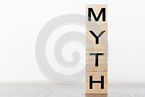 Myth word on wooden cubes