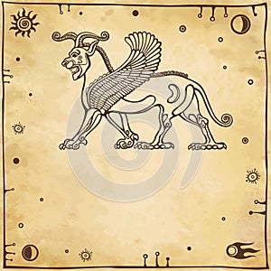 Mythical Assyrian winged lion