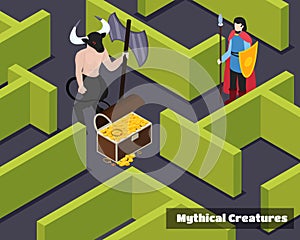 Mythical Creatures Isometric Composition