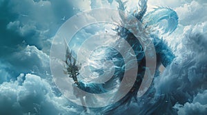 Mythical creatures. Japan myth. Susanoo-no Mikoto photo