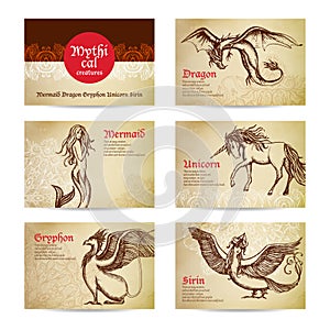 Mythical Creatures Set vector design illustration