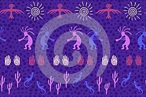 Mythical, design with dancing god music spirit, wild nature, spiral signs.