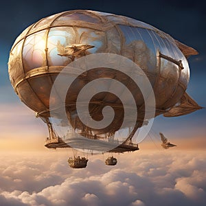 A mythical flying creature brought to life in the form of a majestic airship