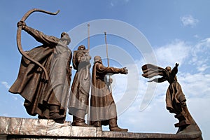 Mythical founders of Kiev on the Dnieper river photo