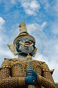 Mythical giant guardian at Wat Phra Kaew, Bangkok photo