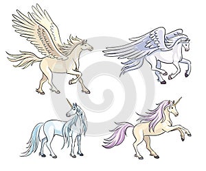 Mythical horses - vector illustration photo