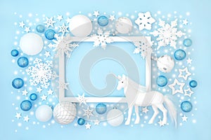 Mythical Unicorn Christmas North Pole Background Border