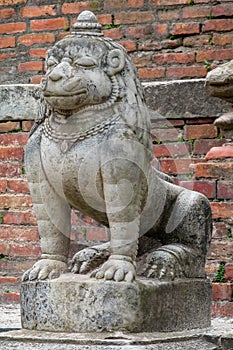 Mythological animal qilin guard statue in Kathmandu, Nepal