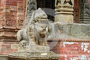 Mythological animal qilin guard statue in Kathmandu, Nepal