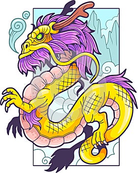 mythological chinese dragon, illustration design