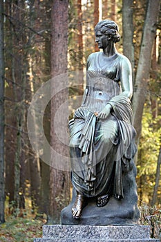 Mythological femail sculpture in Pavlovsk park