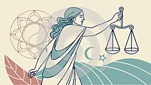 Mythological figure with scales moon stars justice balance vector design Generative AI photo
