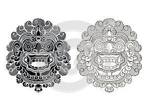 Mythological god's masks. Balinese style. Barong.