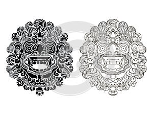 Mythological god's masks. Balinese style. Barong. photo