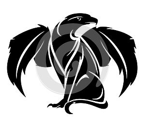 Mythological griffin beast black vector design