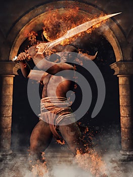 Mythological Minotaur with a sword