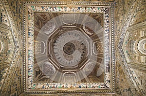 Mythological paintings on the ceiling. Chhatri of Maharaja Parikshat. Datia. Madhya Pradesh