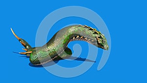 Mythological SNAKE Monster Dragoon Jump Blue Screen 3D Rendering Animation