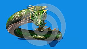 Mythological SNAKE Monster Dragoon Slither Blue Screen 3D Rendering Animation