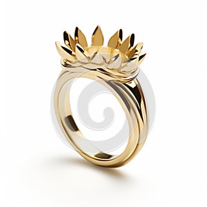 Mythology-inspired Gold Wedding Dress Ring With Petals