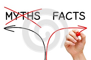 Myths Facts Arrows Concept