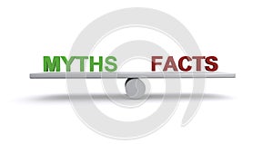 Myths facts balance on white