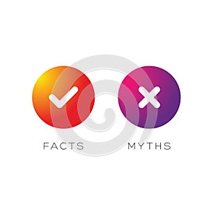 Myths Facts sign button vector