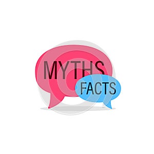 Myths Facts speech bubble concept design.