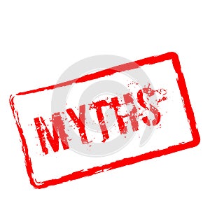 Myths red rubber stamp isolated on white.