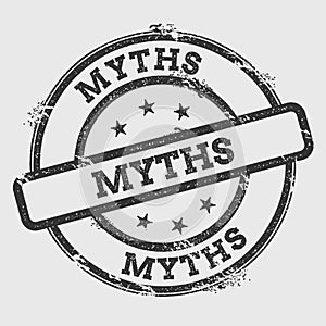 Myths rubber stamp isolated on white background.