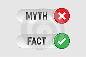 Myths vs facts icon in flat style. True or false vector illustration on white isolated background. Comparison sign business