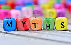 Myths word on table photo