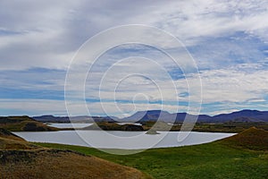 Myvatn, Iceland: A shallow lake situated in an area of active volcanism in the north of Iceland